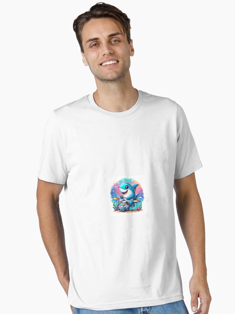 Thumbnail 1 of 7, Essential T-Shirt, Shark Drummer designed and sold by TeeMugs3.