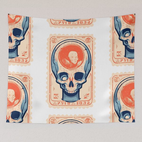 Item preview, Soviet Space Program- Alien Skull Stamp 19 designed and sold by octoboobs.
