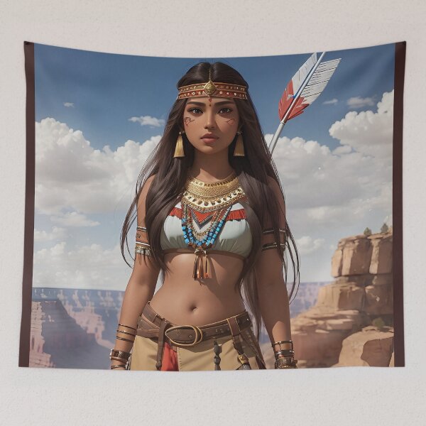 Item preview, Native American Beautiful Warrior Girl Amazing Hunters designed and sold by Badowolf.