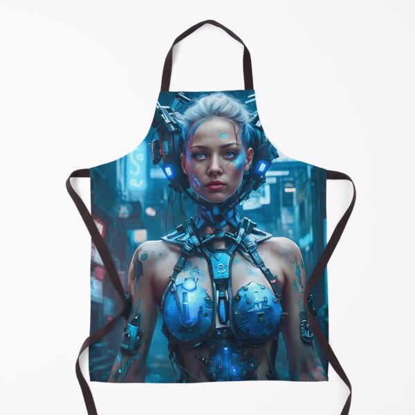 Item preview, Beautiful Female Cyborg Neon Blue designed and sold by PyxieZen.