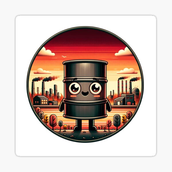 Adorable Oil Barrel Mascot Sticker