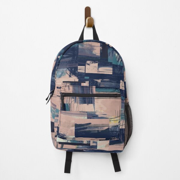 Item preview, "Blockages" - Abstract Modern Art featuring Blue Pink Peach Line Art designed and sold by pngrktes-art.