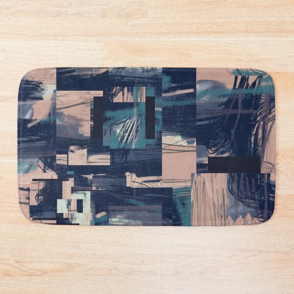 Item preview, "Blockages" - Abstract Modern Art featuring Blue Pink Peach Line Art designed and sold by pngrktes-art.