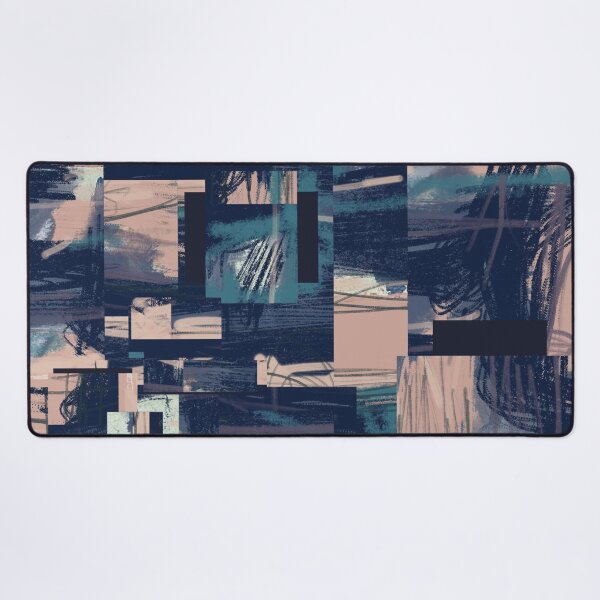 Item preview, "Blockages" - Abstract Modern Art featuring Blue Pink Peach Line Art designed and sold by pngrktes-art.