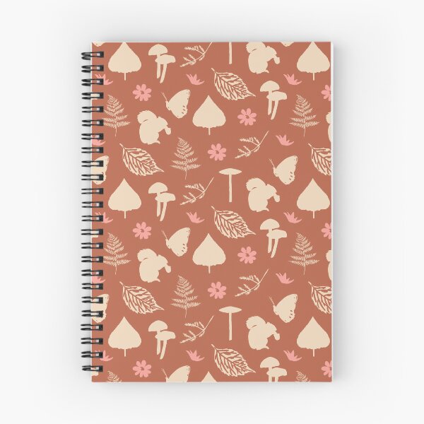 Item preview, Forest Animals with Leaves Mushrooms Pink Daisies on a Brown Background designed and sold by AsterSprig.