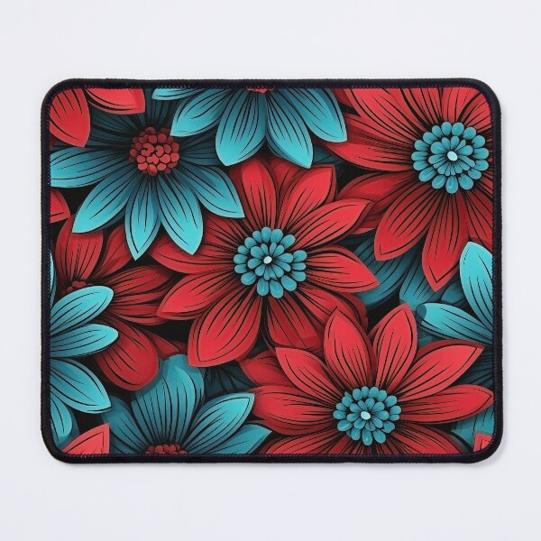 Item preview, Patrón de flores, azul y rojo. designed and sold by purelypatterns.