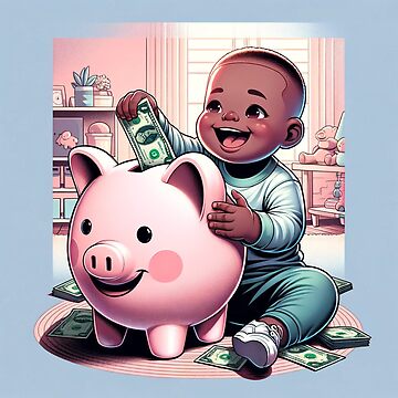 Artwork thumbnail, Cute Kid Saving Money by Mugs and Shirts