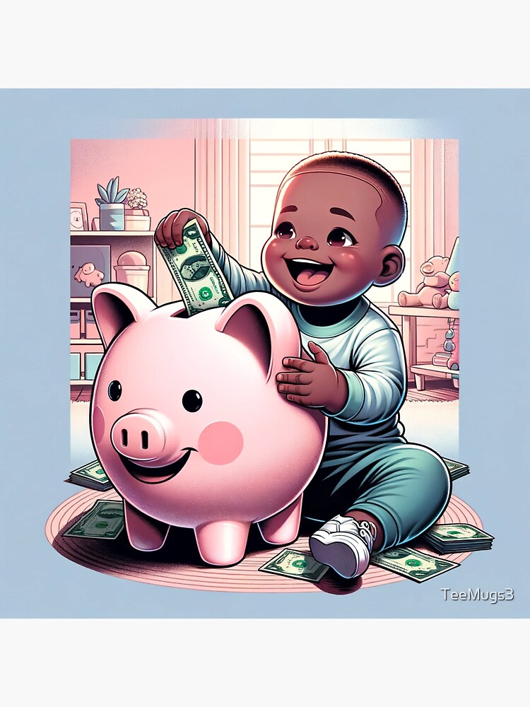Thumbnail 3 of 3, Sticker, Cute Kid Saving Money designed and sold by TeeMugs3.