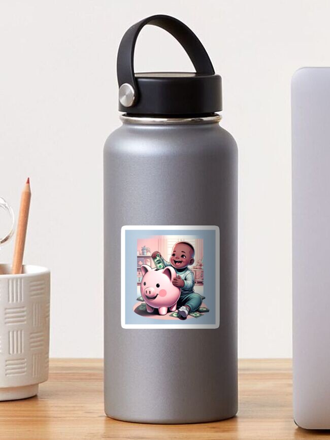 Thumbnail 1 of 3, Sticker, Cute Kid Saving Money designed and sold by TeeMugs3.