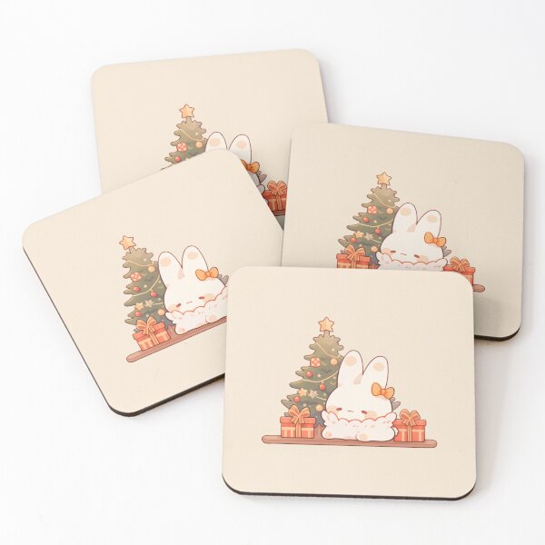 Item preview, Cute Kawaii Rabbit under the Christmass Tree designed and sold by CozyKawaiiArt.