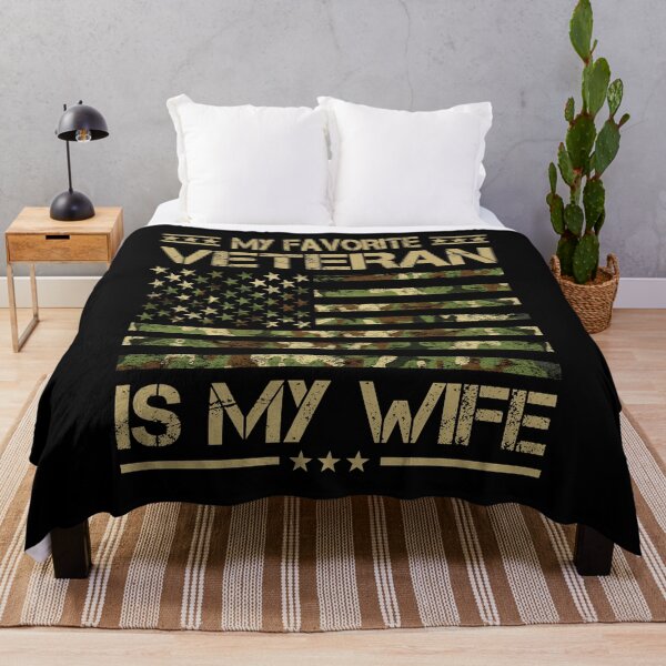 Item preview, My Favorite Veteran Is My Wife Patriotic Saying American Camo Flag designed and sold by Bad Kitty Designz.