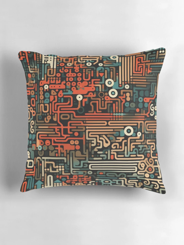 Thumbnail 3 of 4, Pillow, Digital Code Abstract Pattern designed and sold by SideSignal.