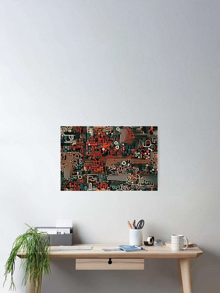 Thumbnail 2 of 3, Poster, Digital Code Abstract Pattern designed and sold by SideSignal.