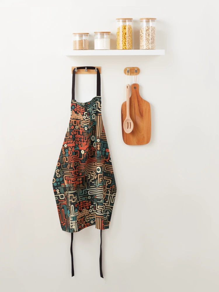 Thumbnail 4 of 6, Apron, Digital Code Abstract Pattern designed and sold by SideSignal.
