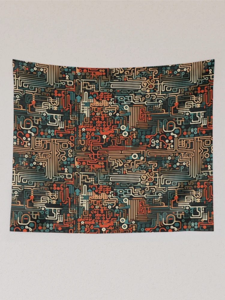 Thumbnail 2 of 3, Tapestry, Digital Code Abstract Pattern designed and sold by SideSignal.