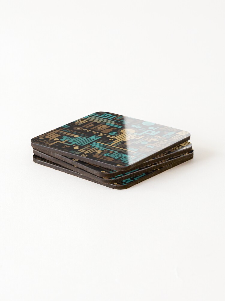 Thumbnail 4 of 5, Coasters (Set of 4), Digital Code Abstract Pattern designed and sold by SideSignal.