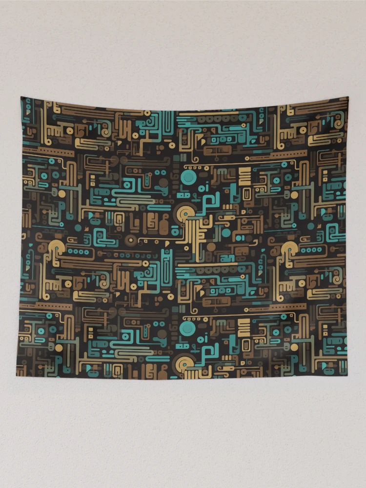 Thumbnail 2 of 3, Tapestry, Digital Code Abstract Pattern designed and sold by SideSignal.