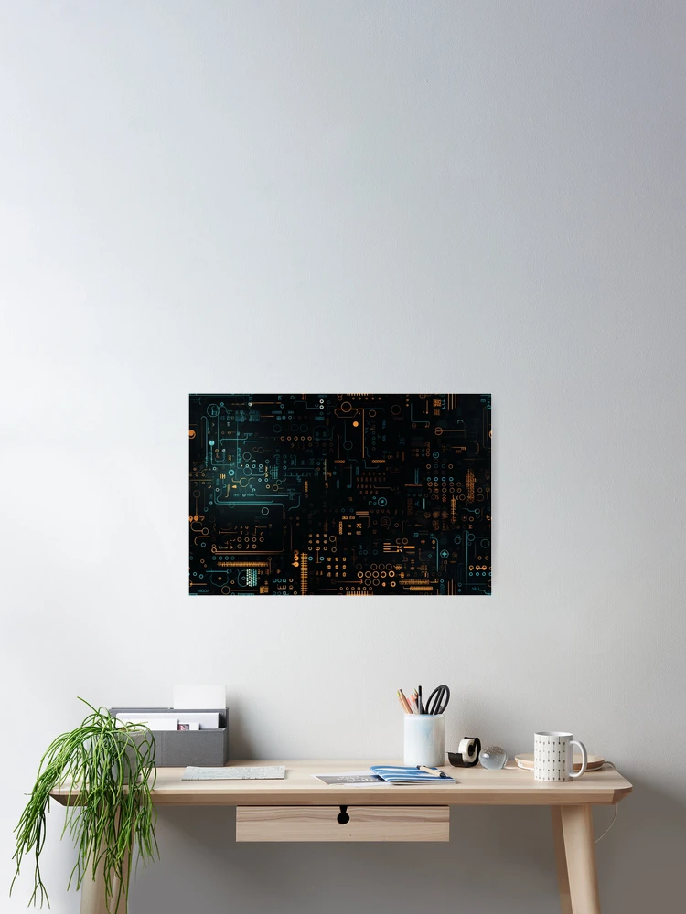 Thumbnail 2 of 3, Poster, Digital Code Abstract Pattern designed and sold by SideSignal.