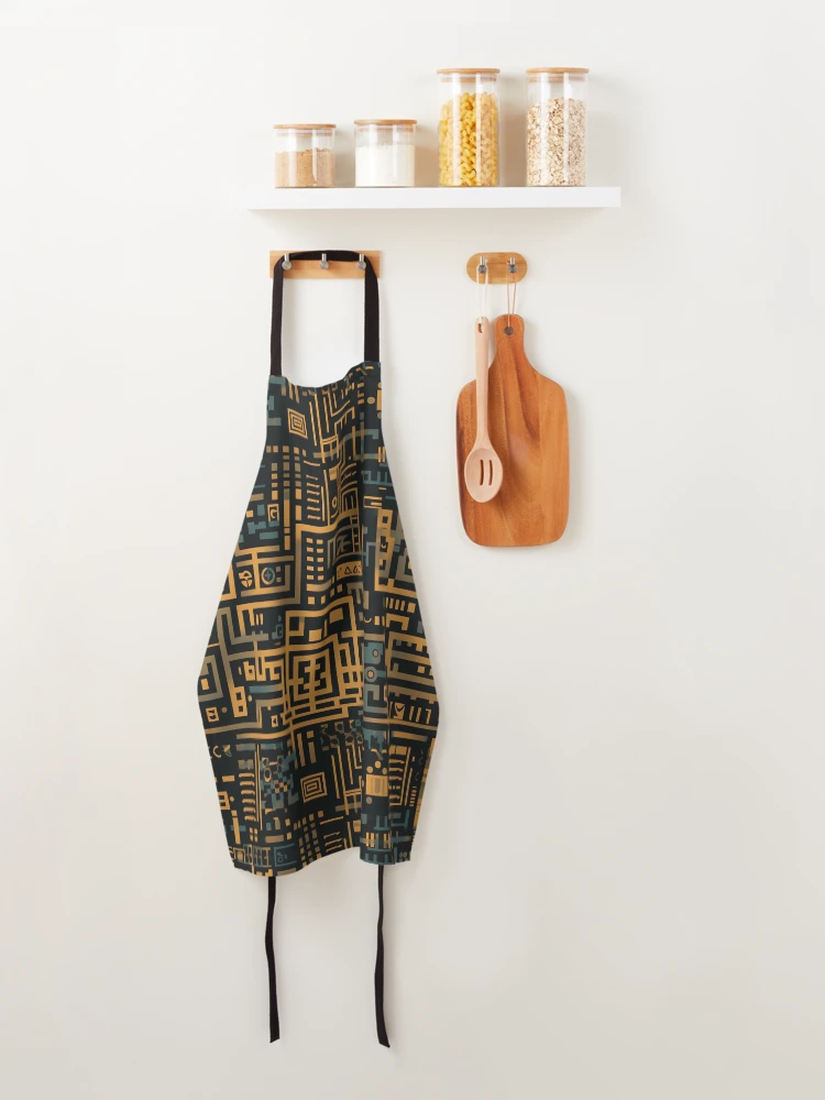 Thumbnail 4 of 6, Apron, Digital Code Abstract Pattern designed and sold by SideSignal.