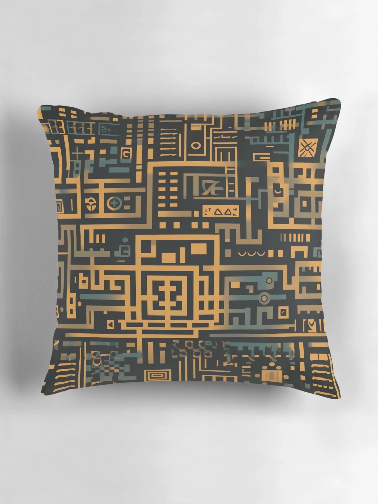 Thumbnail 3 of 4, Pillow, Digital Code Abstract Pattern designed and sold by SideSignal.