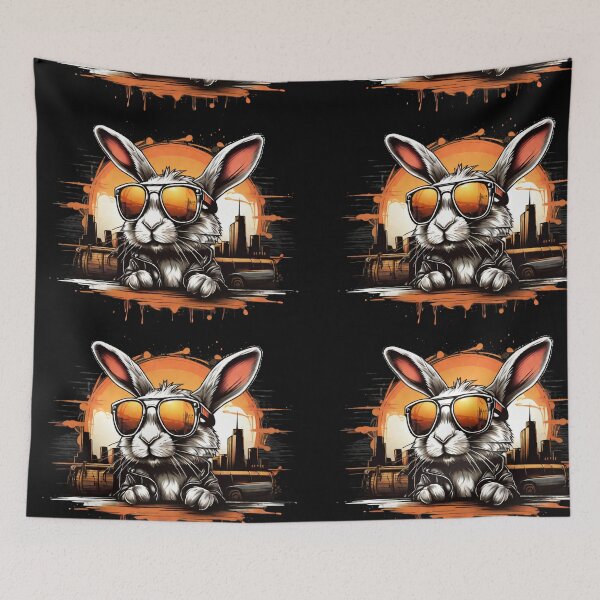 Item preview, Retro Bunny Soaking in the Sunset designed and sold by Mechanical-Artt.