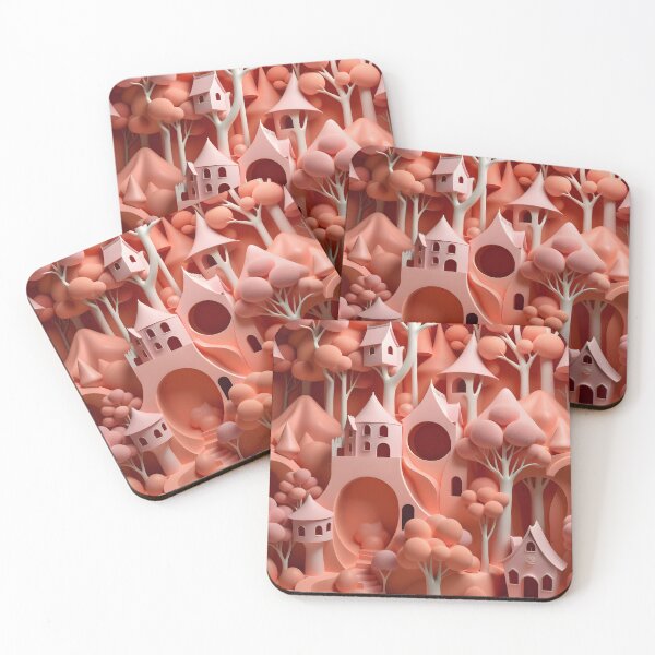 Item preview, Tree houses - idyll in peach pink, part 1 - 3D convex foam. designed and sold by My-fake-places.