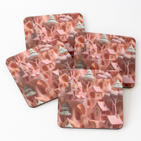 Item preview, Tree houses - idyll in peach pink, part 3 - 3D convex foam. designed and sold by My-fake-places.
