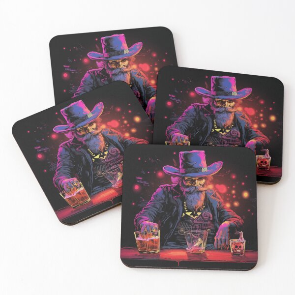 Item preview, Neon Cowboy Cyberpunk Whiskey Art - Wall Decor for the Futuristic Outlaw designed and sold by MJ Gardner.