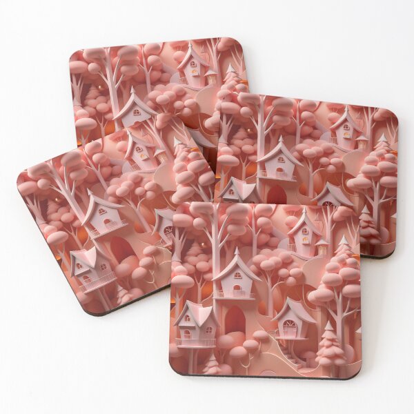Item preview, Tree houses - idyll in peach pink, part 2 - 3D convex foam. designed and sold by My-fake-places.