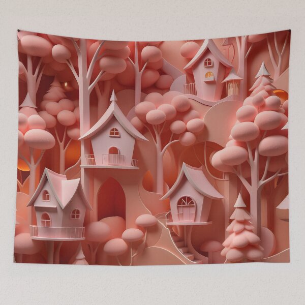 Item preview, Tree houses - idyll in peach pink, part 2 - 3D convex foam. designed and sold by My-fake-places.