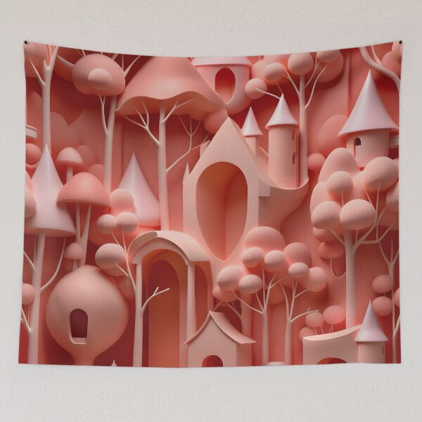 Item preview, Tree houses - idyll in peach pink, part 4 - 3D convex foam. designed and sold by My-fake-places.