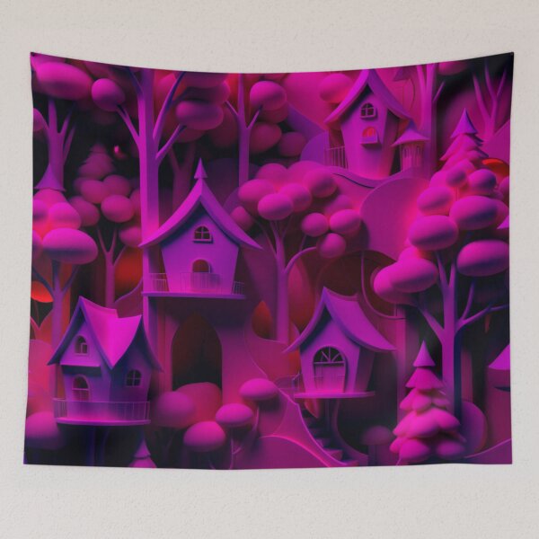Item preview, Tree houses - idyll in deep pink, part 4 - 3D convex foam. designed and sold by My-fake-places.