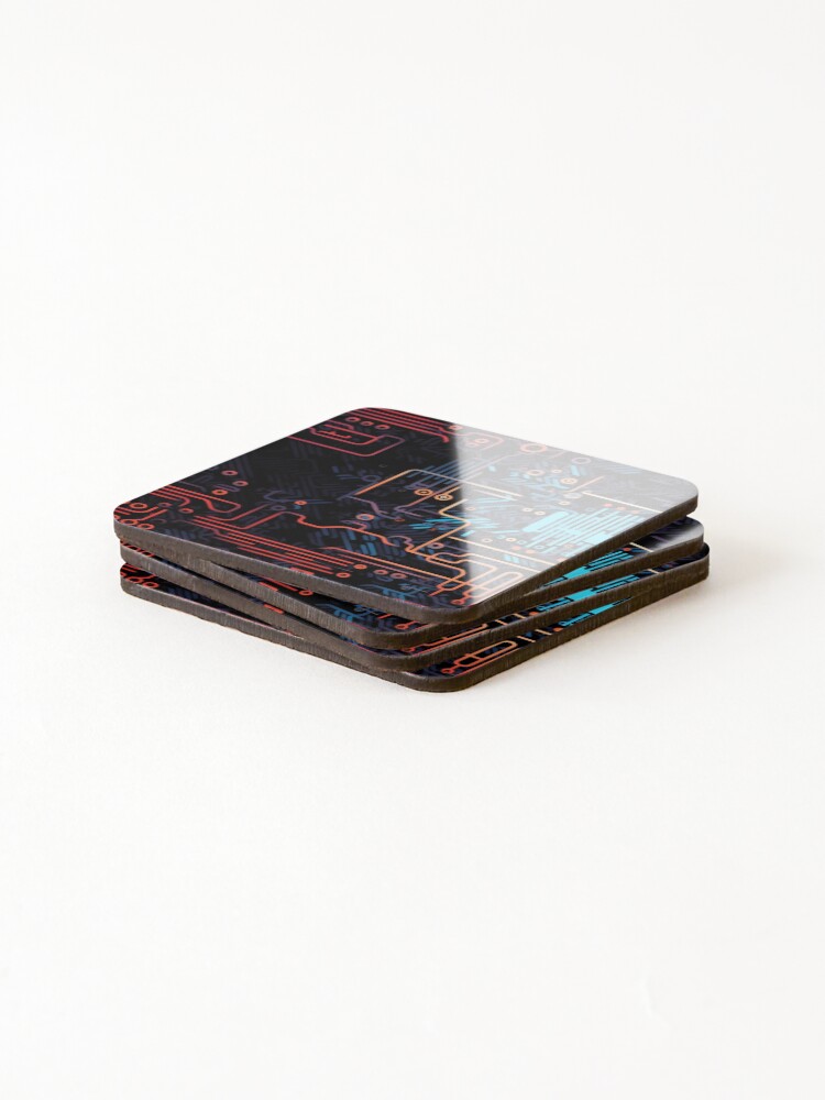 Thumbnail 4 of 5, Coasters (Set of 4), Digital Code Abstract Pattern designed and sold by SideSignal.