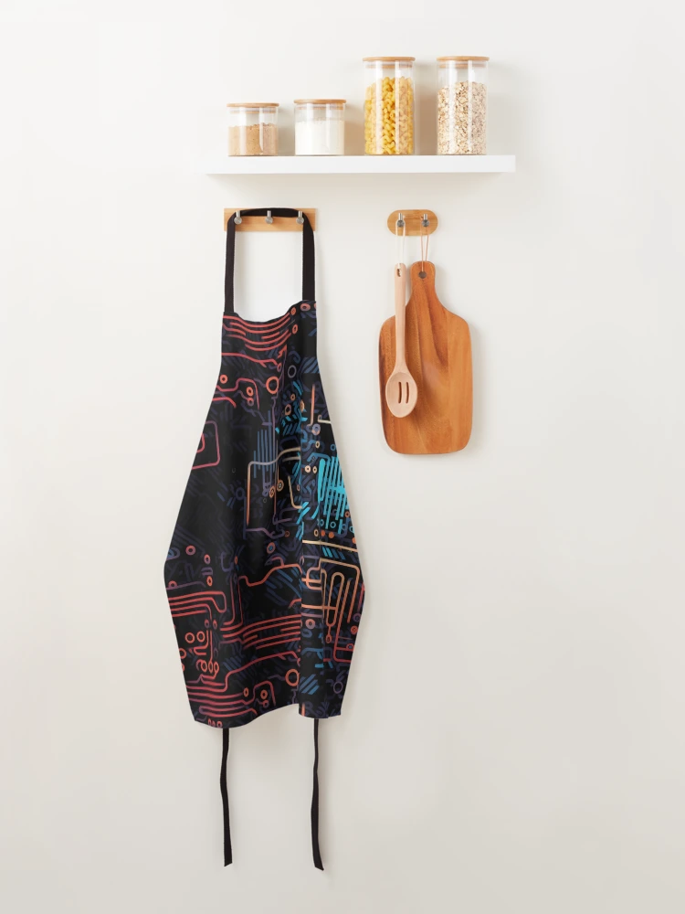 Thumbnail 4 of 6, Apron, Digital Code Abstract Pattern designed and sold by SideSignal.
