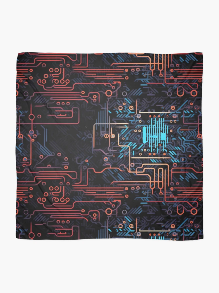 Thumbnail 2 of 3, Scarf, Digital Code Abstract Pattern designed and sold by SideSignal.