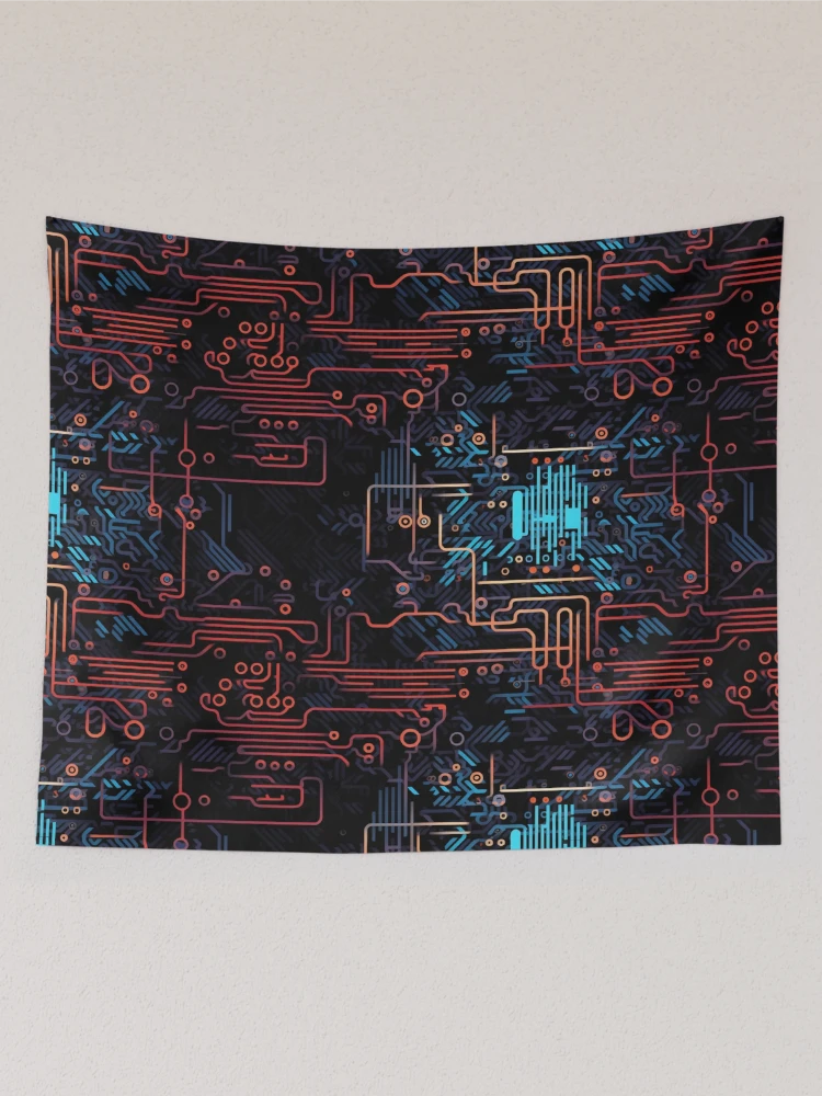 Thumbnail 2 of 3, Tapestry, Digital Code Abstract Pattern designed and sold by SideSignal.