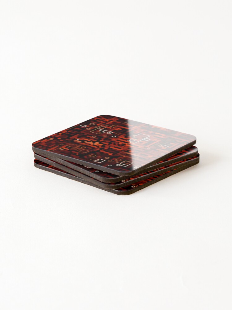Thumbnail 4 of 5, Coasters (Set of 4), Digital Code Abstract Pattern designed and sold by SideSignal.