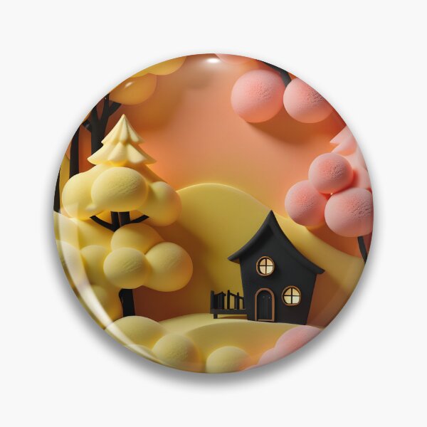 Item preview, Black house - idyll in peach pink,pastel yellow, part 1 - 3D convex foam. designed and sold by My-fake-places.