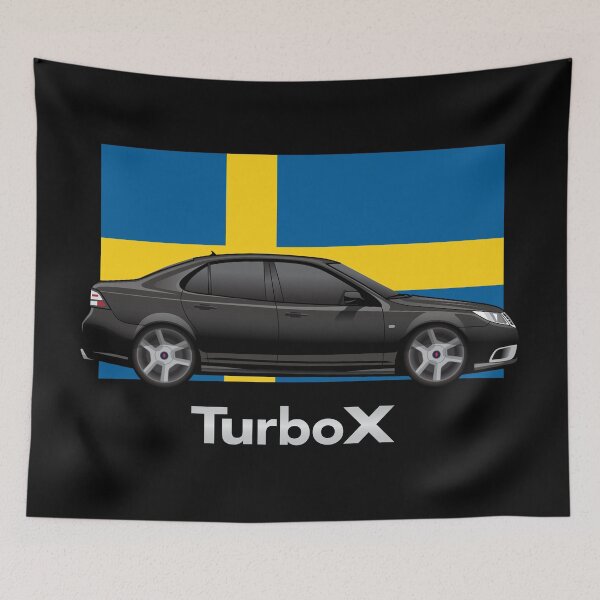 Item preview, Saab 93 Turbo X Aero Illustration Swedish Flag designed and sold by blackdogshop.