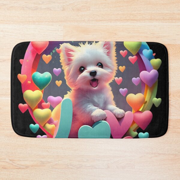 Item preview, Cute Maltese with hearts and the word Love designed and sold by AI-Only Creations.