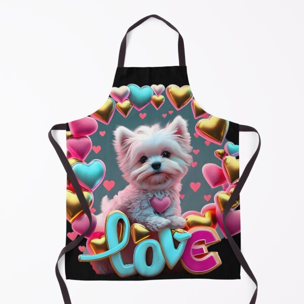 Item preview, Cute Maltese puppy with hearts and the word Love designed and sold by AI-Only Creations.