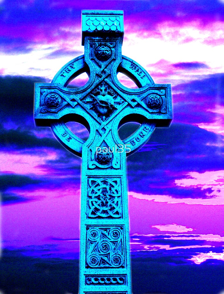 "celtic cross purple and blue " by paul35 Redbubble