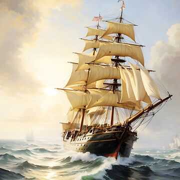 Historic sailing ship in a storm on the high seas | Poster