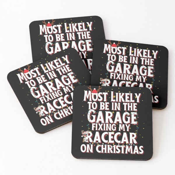 Item preview, Most Likely To Be In The Garage Fixing My Racecar On Christmas Funny Xmas Reindeer Christmas Lights Racing Holiday designed and sold by CarantinedChaos.