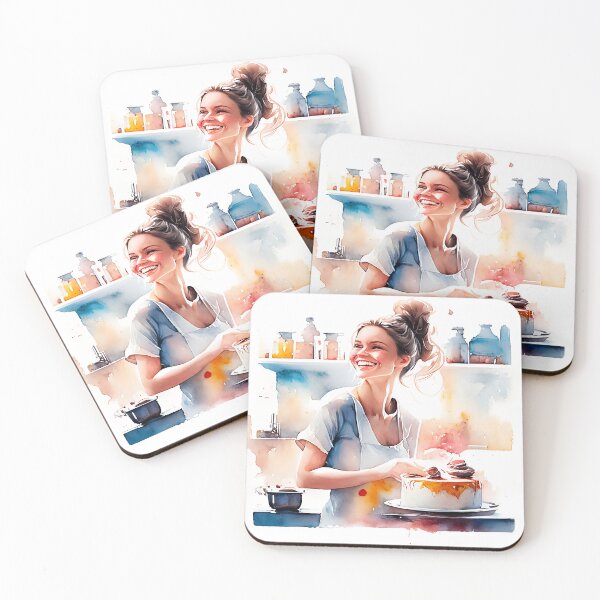 Item preview, Happy Woman is Making a Cake designed and sold by AriaMariaDesign.