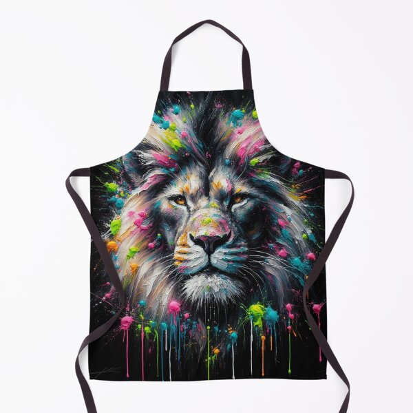 Aperçu de l'œuvre Lion Lumineux: Contrastes Éclatants sur Toile Noire créée et vendue par LIAMRIVIERART.