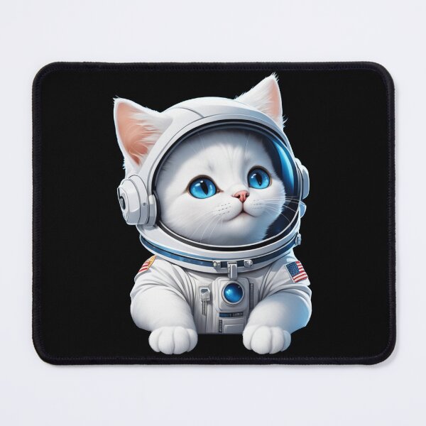 Item preview, Cute white space cat with blue eyes looking at the moon and stars.Astronaut cat. designed and sold by By-Jeff.