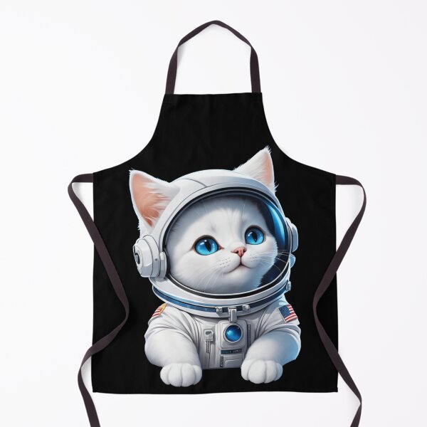 Item preview, Cute white space cat with blue eyes looking at the moon and stars.Astronaut cat. designed and sold by By-Jeff.