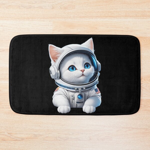 Item preview, Cute white space cat with blue eyes looking at the moon and stars.Astronaut cat. designed and sold by By-Jeff.
