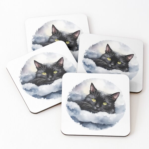 Item preview, Watercolor Dreamy Black Cat In Clouds designed and sold by PixelsNonstop.